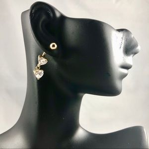 Front Screw Gold & CZ Set Funky Earrings